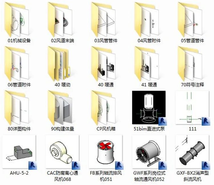 Revit建筑结构水电暖MEP室内施工模型族库大全|机电族模型Revit族库大全+BIM族库