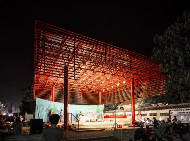 BIM建筑|年夜红棚下的村落起居，北河东村戏台