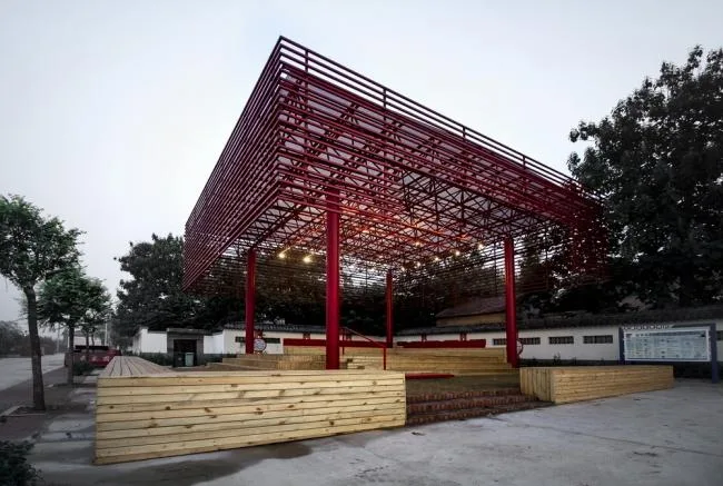 BIM建筑|年夜红棚下的村落起居，北河东村戏台