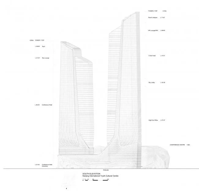 BIM建筑|扎哈为南京打造的地标双塔 — 南京国际青年文化中间
