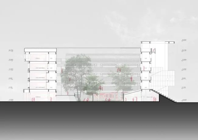 BIM建筑|嵌套的多彩盒子：华中师范年夜学从属龙园黉舍 / 筑博设计-结合公设 + H DESIGN