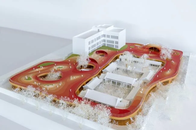BIM建筑|MAD为北京四合院设计漂浮屋顶幼儿园，孩子们可以“上房揭瓦”啦
