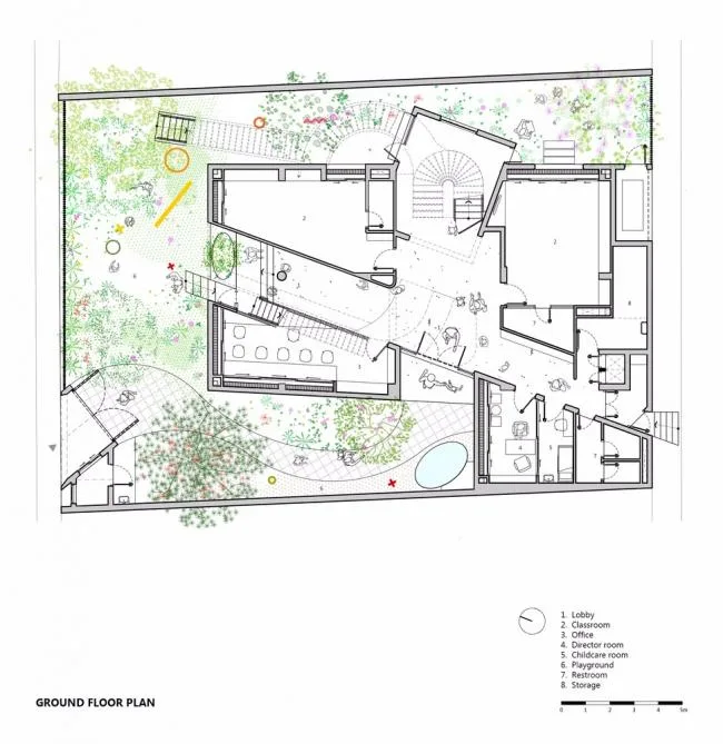 BIM建筑|用红砖构建起俏皮的空间，好像一座宏大乐高的Chuon Chuon Kim 2幼儿园