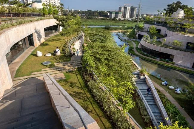 BIM建筑|仿若身处绿色稻田办公，科技彰显天然气力的泰坦办公中间