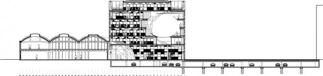 BIM建筑|建筑的几何机变演绎，橙色立方体中的曲面球体：里昂文化中间