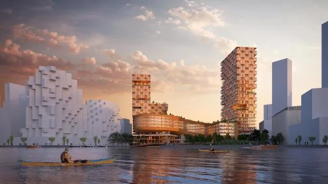 BIM建筑|snøhetta结合heatherwick事务地点多伦多打造全木制的“船埠之滨”社区