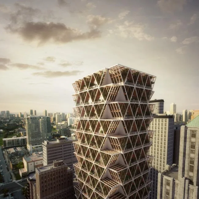 BIM建筑|重返男耕女织的田园生涯：用三角形木模块搭建的垂直农场
