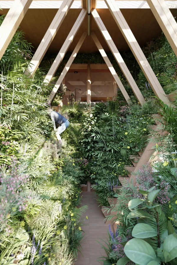 BIM建筑|重返男耕女织的田园生涯：用三角形木模块搭建的垂直农场