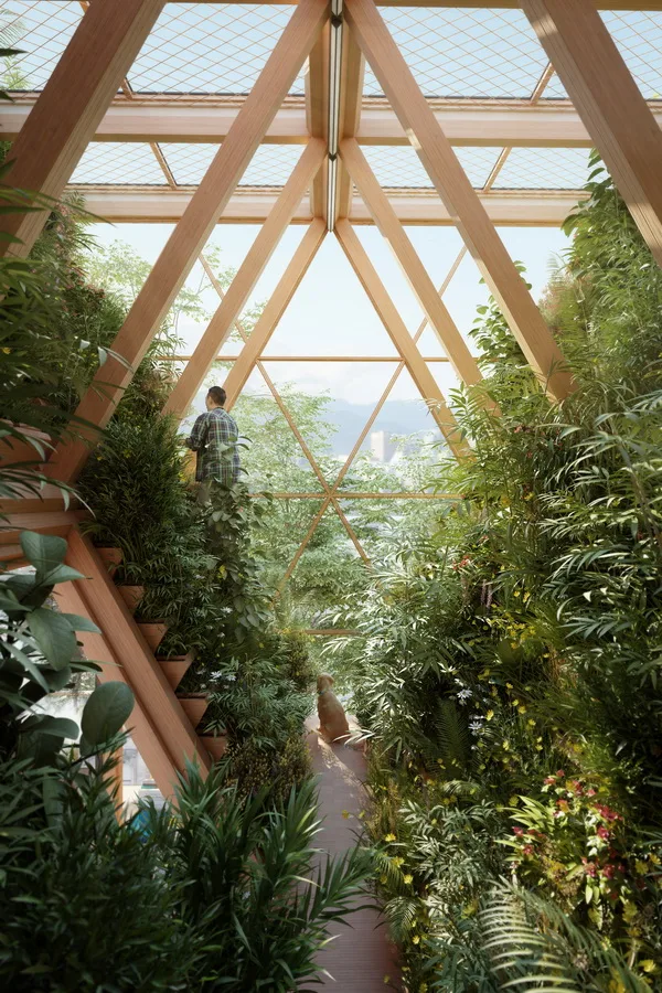 BIM建筑|重返男耕女织的田园生涯：用三角形木模块搭建的垂直农场