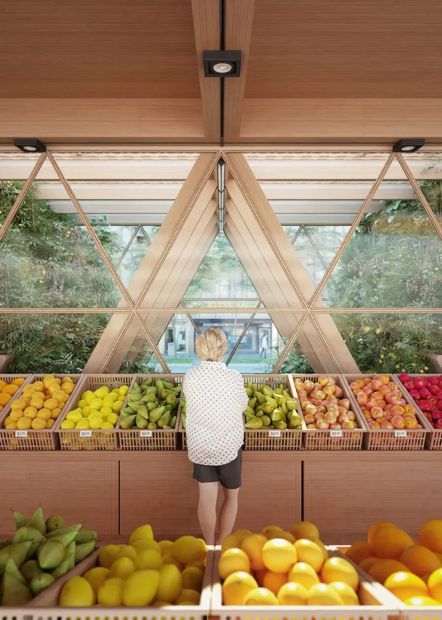 BIM建筑|重返男耕女织的田园生涯：用三角形木模块搭建的垂直农场