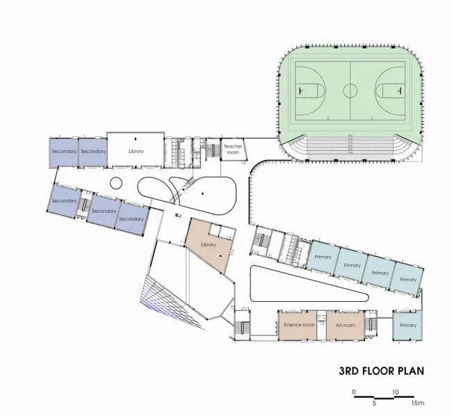 BIM建筑|动态绿色的梦幻校园：生态折线黉舍 / 1+1>2 Architects