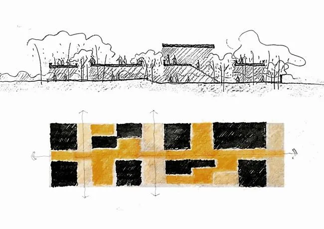 BIM建筑|鹄立于村落地盘，朴素而暖和：三河村村平易近运动中间 / 垣建筑