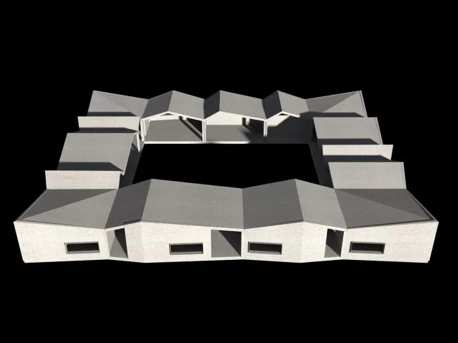 BIM建筑|仿佛散落地上随风起褶皱的方丝帕：El Cortijo之家