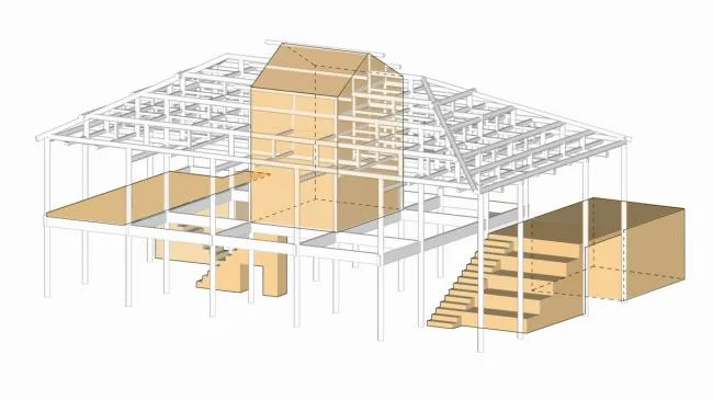 BIM建筑|山丘聚落中的村落藏书楼：前锋松阳陈家展布衣书局 / 张雷结合建筑事务所