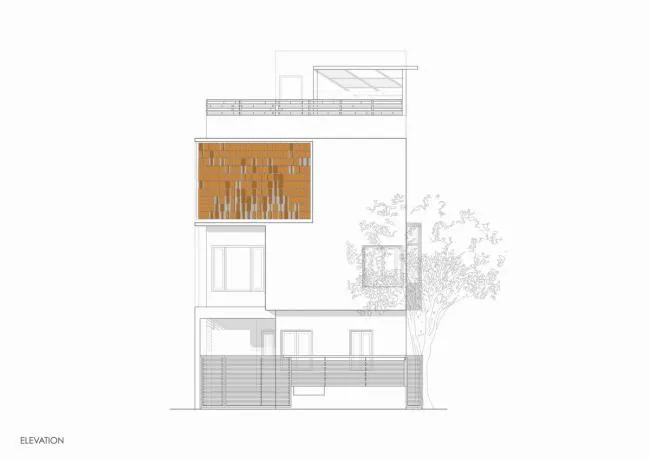 BIM建筑|立面格栅木板酷似“算盘”的印度自力室第 / studioXS