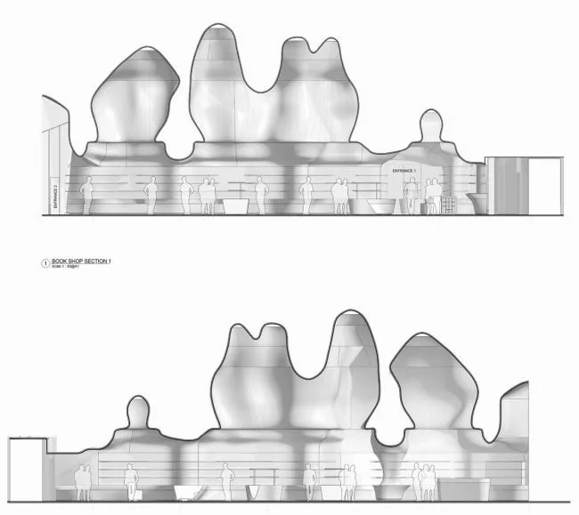 BIM建筑|云诡波谲，仿佛渗透光线的原始洞窟：卡塔尔国度博物馆商铺 / 高田浩一建筑事务所