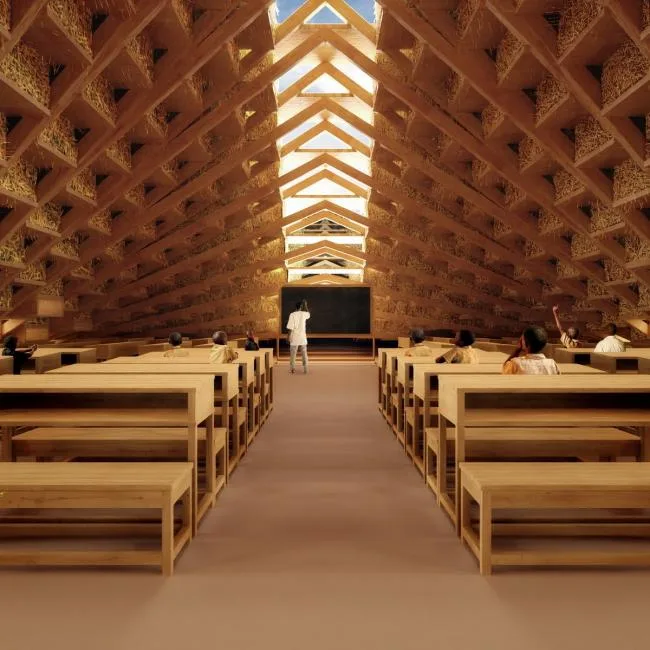 BIM建筑|NUDES 颁布马拉维黉舍设计，应用草砖建造门路状建筑