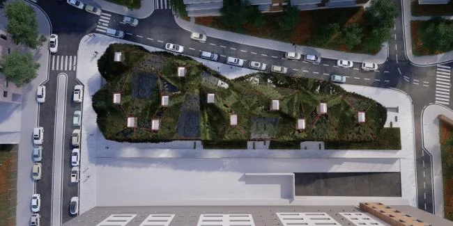 BIM建筑|仿佛一艘“绿色飞船”——马德里市政藏书楼计划 / 3GATTI