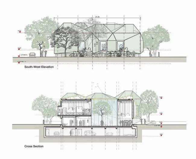 BIM建筑|仿佛一艘“绿色飞船”——马德里市政藏书楼计划 / 3GATTI