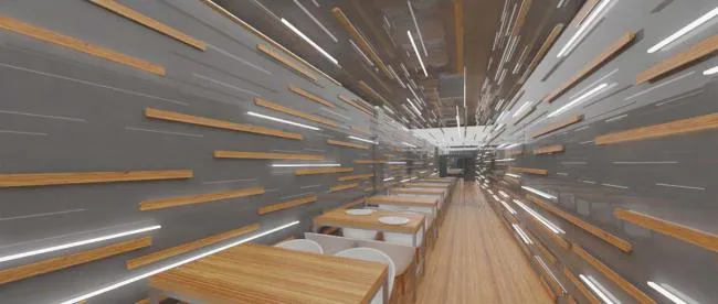 BIM建筑|逼仄之间，自成一道刺眼的光线：夹缝中的捞饭餐厅 / 平介设计