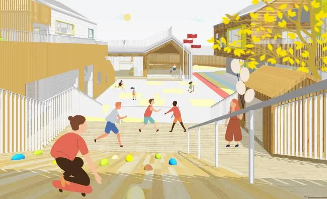 BIM建筑|五彩斑斓的“村”小板屋——重庆约克北郡幼儿园 / IDO元象建筑
