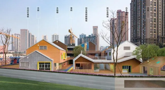 BIM建筑|五彩斑斓的“村”小板屋——重庆约克北郡幼儿园 / IDO元象建筑