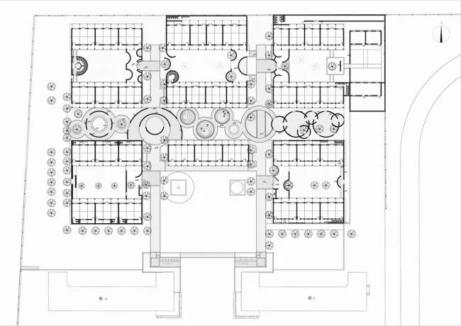 BIM建筑|律动的砖红花圃：日照1971研学营地旧黉舍改革 / DK年夜可建筑设计