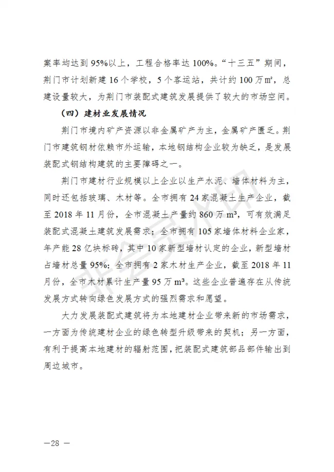 BIM与装配式|荆门市装配式建筑发展规划 （2019-2025）
