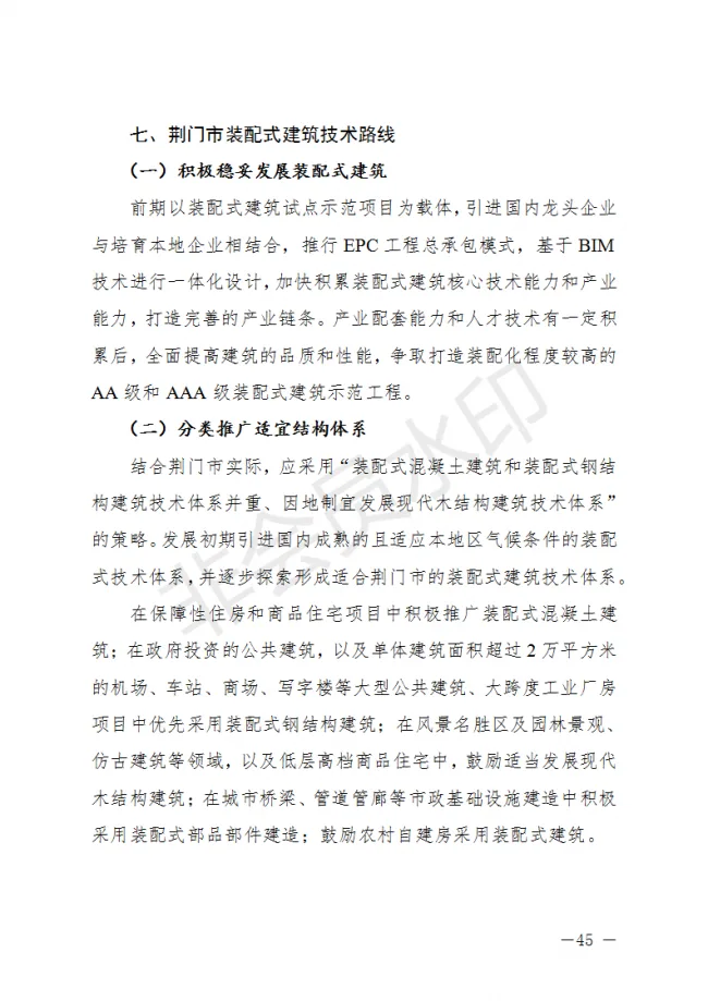 BIM与装配式|荆门市装配式建筑发展规划 （2019-2025）