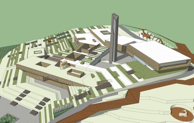 Sketchup Planning Model | Golden Nail Expo Park, Mountain Park, Landscape Planning, Modern Style