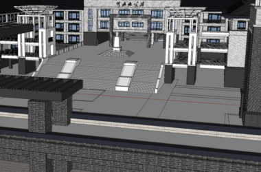 Sketchup规划模型|行政心及学校规划，新中式风格-BIM建筑网