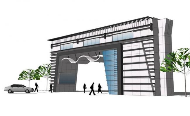 Sketchup Planning Model | Entrance Gate of the Community, Modern Style