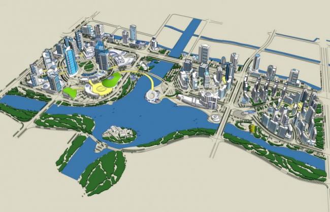 Sketchup Planning Model | Multi story Mixed City Planning Blocks, Modern Style