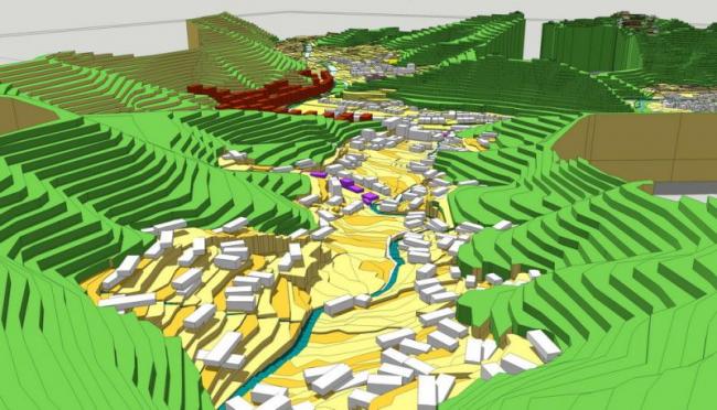 Sketchup Planning Model | Multi story Mountain Site Planning, Modern Style
