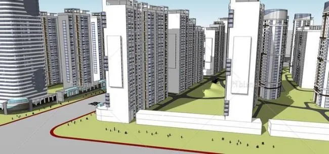 Sketchup规划模型|高层住宅小区规划，现代风格