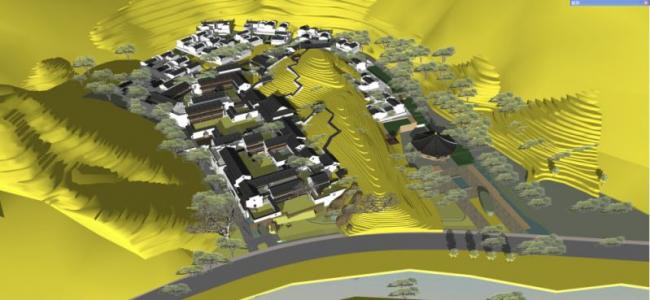 Sketchup Planning Model | Huizhou Style, Multi story Ancient Architecture Planning, Chinese Style