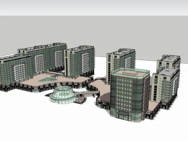Sketchup规划模型|规划设计，商业地块，现代风格