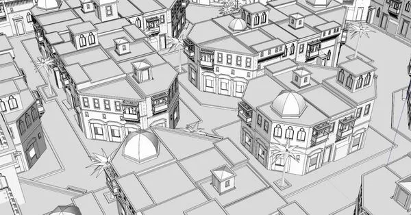 Sketchup规划模型|阿拉伯城市规划，古典阿拉伯风格