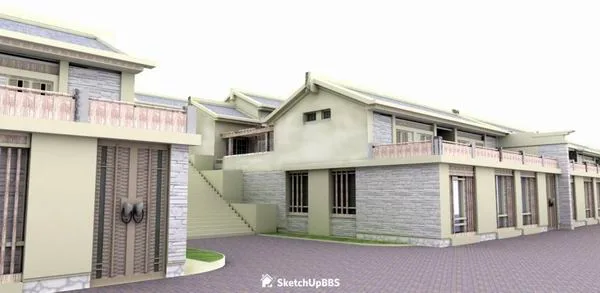 Sketchup规划模型|民居规划，古典风格