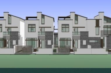 Sketchup别墅模型|联排别墅，朱家角住宅，新中式风格-BIM建筑网