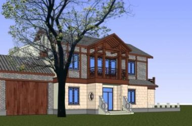 Sketchup别墅模型|独栋别墅，居住建筑，多层，中式风格-BIM建筑网