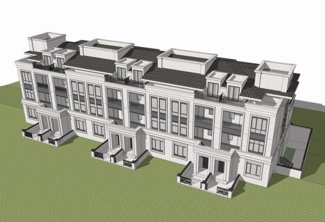 Sketchup别墅模型|叠拼别墅，联排别墅，简欧式