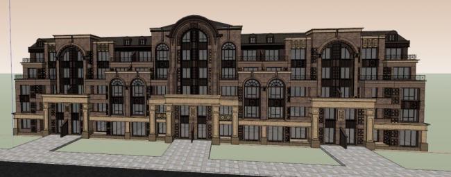 Sketchup别墅模型|联排别墅，西方新古典，花园洋房