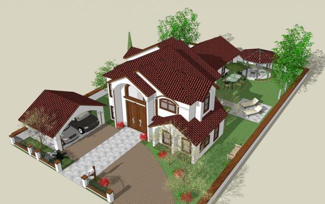 Sketchup别墅模型|独栋别墅，美式，欧式