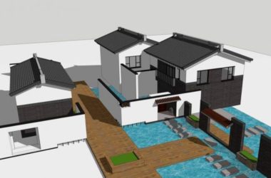 Sketchup别墅模型|独栋别墅，中式风格-BIM建筑网