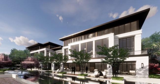 Sketchup别墅模型|联排别墅，新中式风格