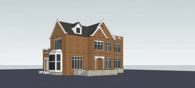 Sketchup别墅模型|独栋别墅，多层，居住建筑，英式，坡屋顶