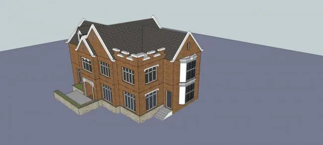Sketchup别墅模型|独栋别墅，多层，居住建筑，英式，坡屋顶