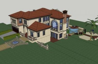 Sketchup别墅模型|山地别墅，西班牙风格，居住建筑，独栋别墅，多层，欧式-BIM建筑网