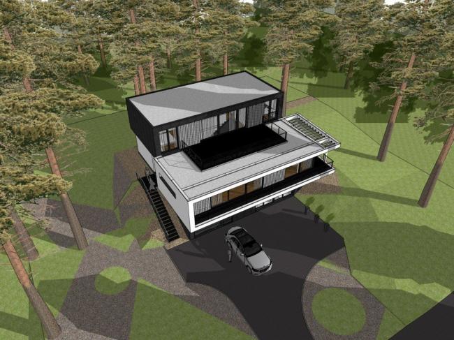 Sketchup别墅模型|森林别墅，独栋别墅，现代风格